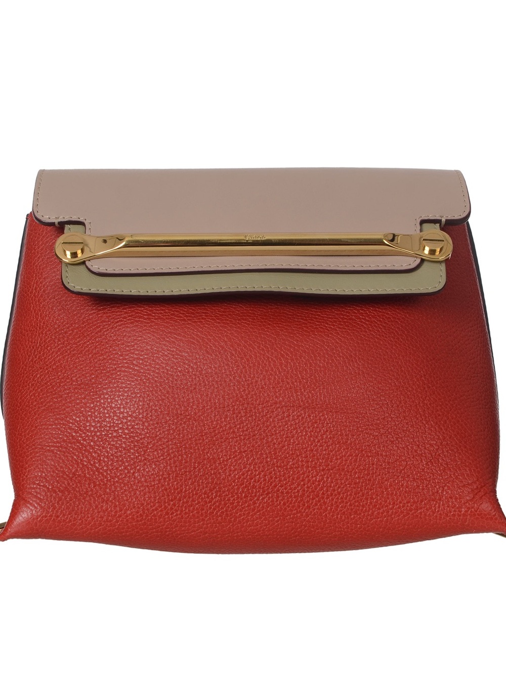 ♥️ Chloe Clare Small TDesigner Two-Tone Leather Shoulder Bag in Red and Beige ♥️